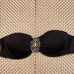 VS-Black Bikini Top With Colorful Medallion